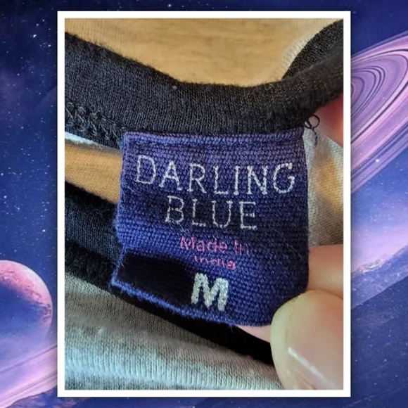 Darling Blue women's sz M heather gray ringer tee with embroidered plane… - Picture 6 of 7